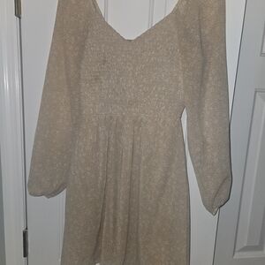 Japna Beige Long Sleeve Dress